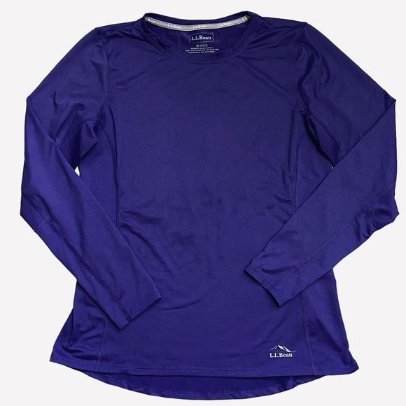 L.L. Bean Long Sleeve Active Base Layer Top Mesh Panels Purple Women’s Size M - Picture 1 of 7